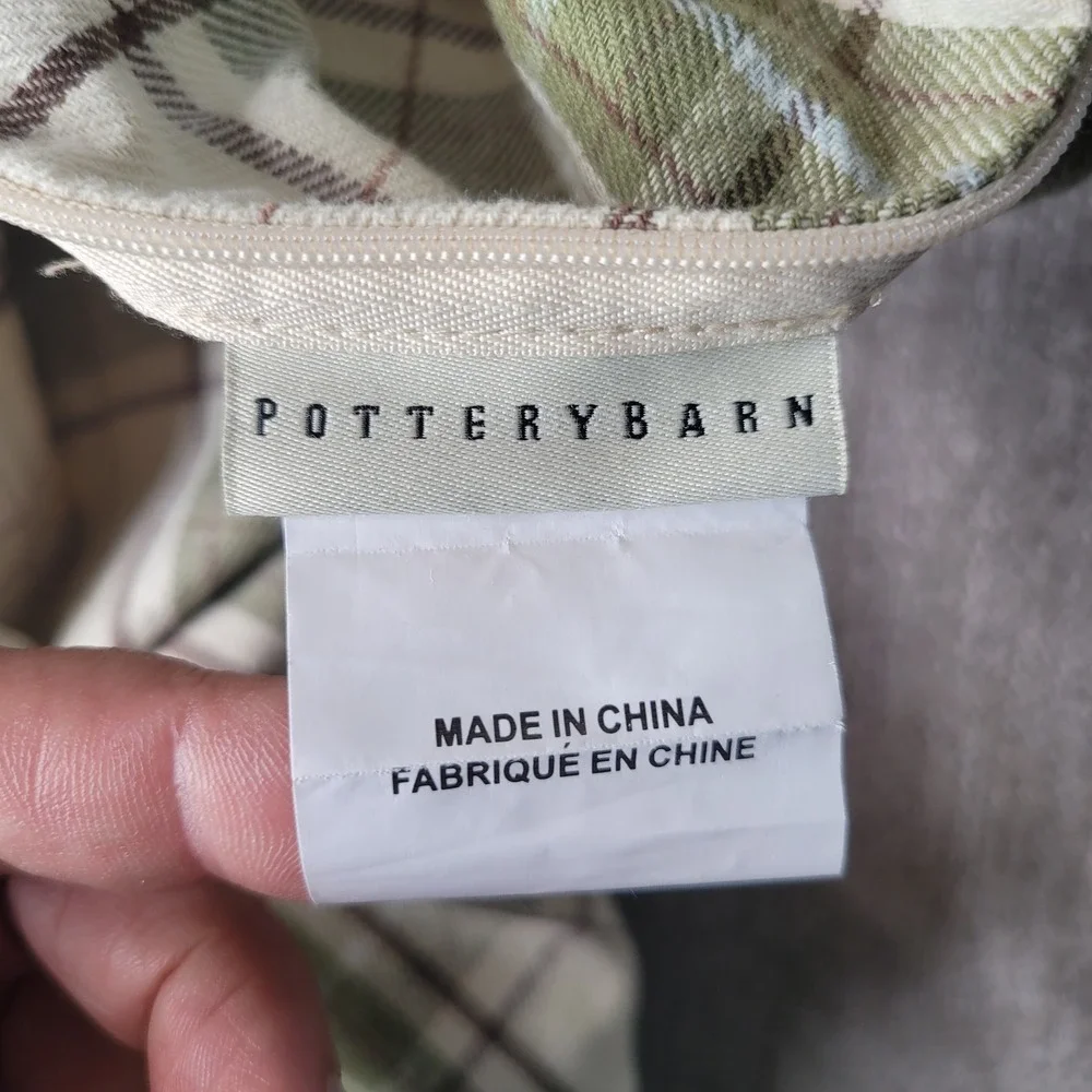 Pottery Barn Green Plaid Pillow Covers Set of 3 Old Stock 20x20 Square RARE New